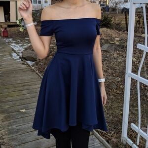 Navy Blue High-low Dress